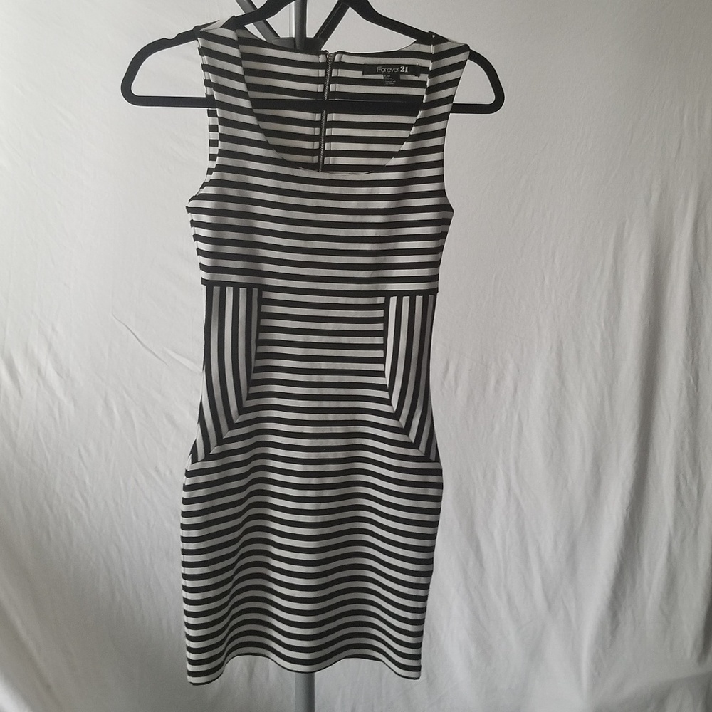 Forever 21 Black and white striped mini dress B2